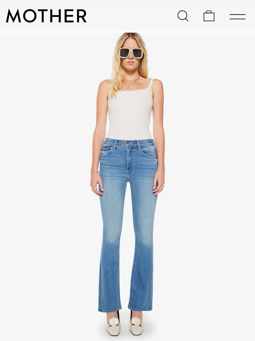 MOTHER Blue High-Rise Flare Jeans